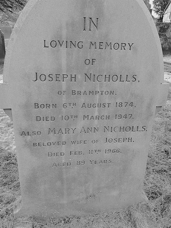 Joseph Nicholls headstone