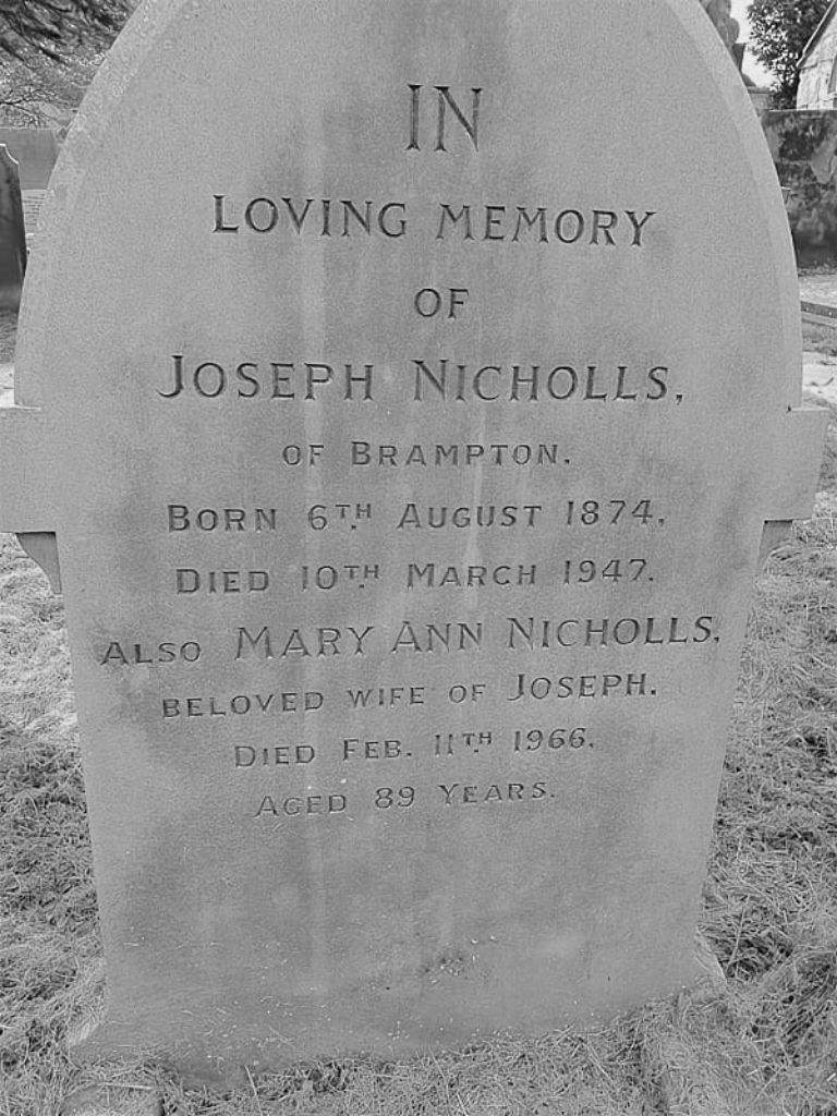 Joseph Nicholls headstone